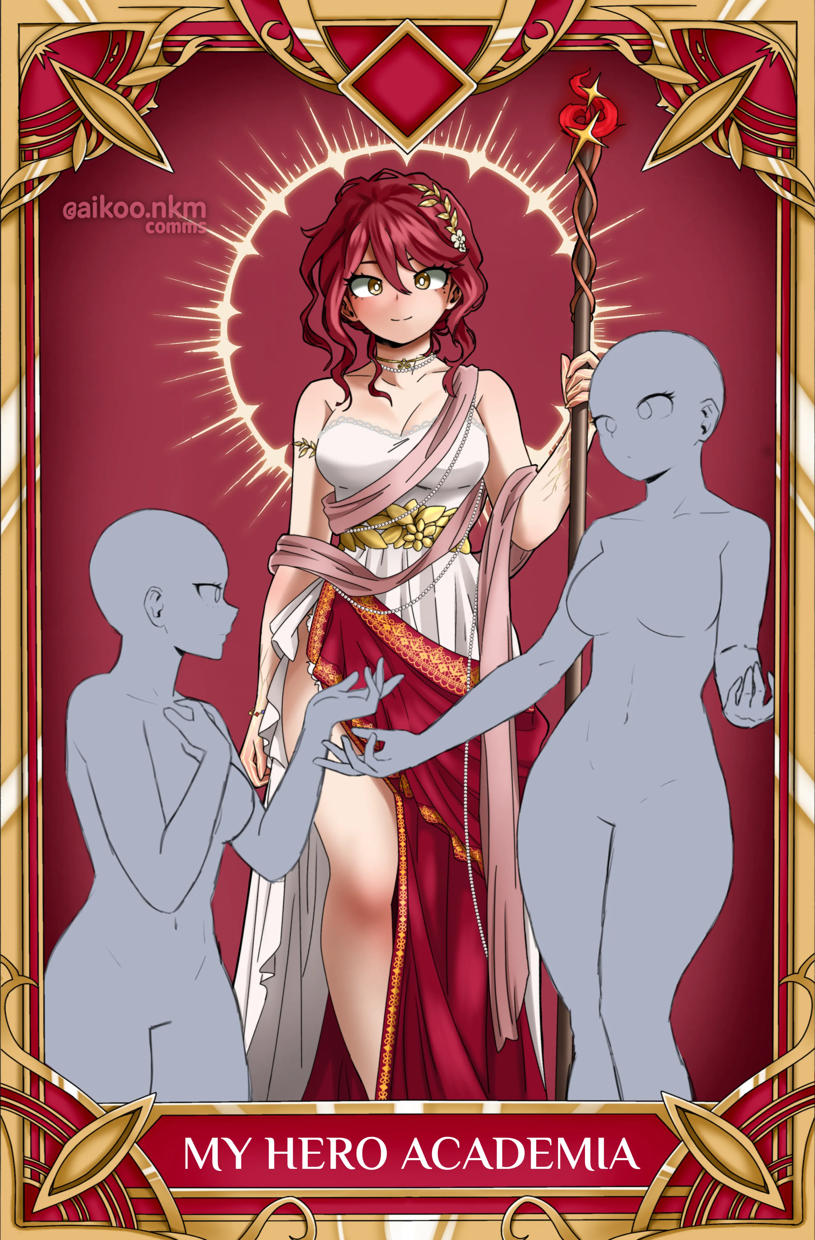 Ornate framed illustration of an original character