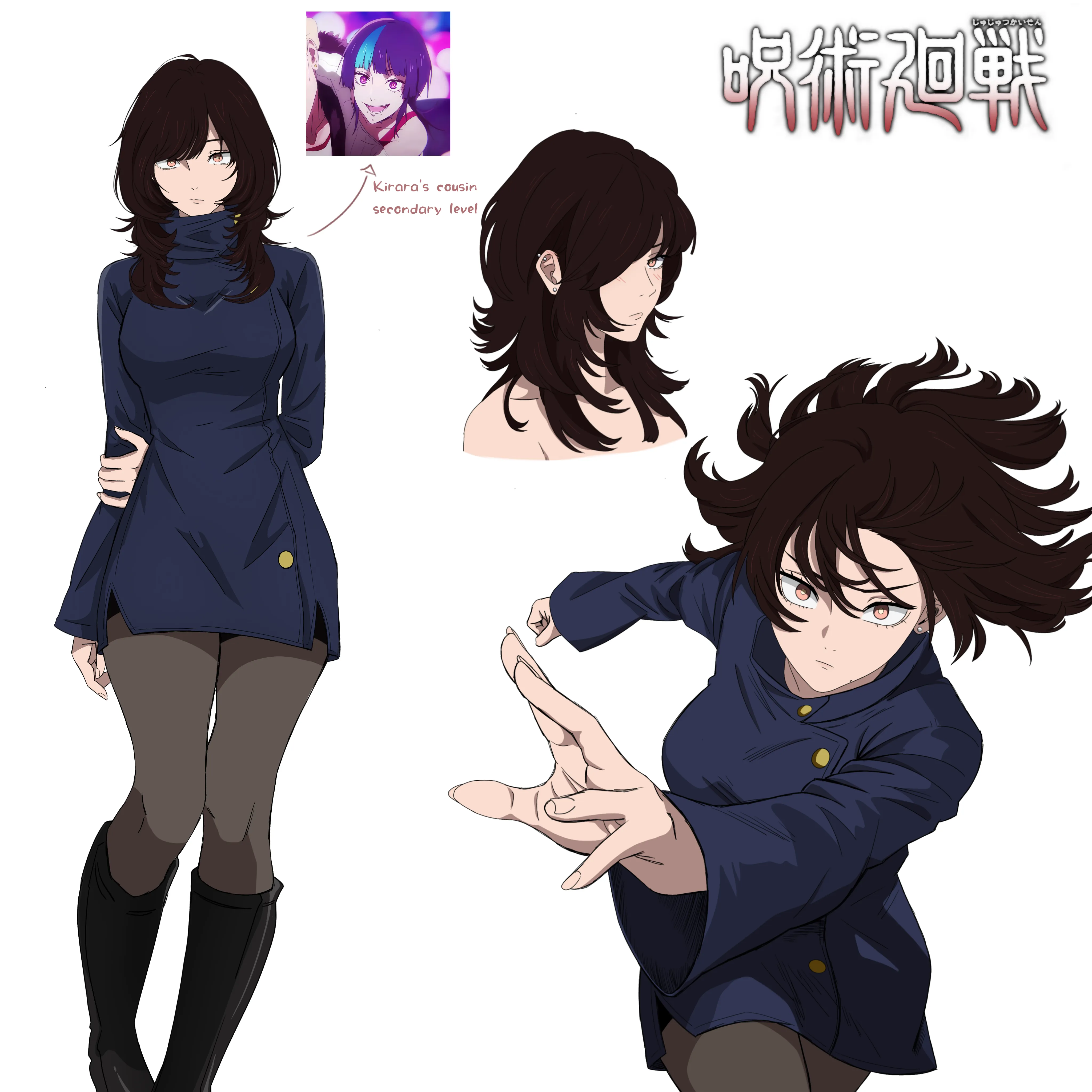 Character design sheet in Jujutsu Kaisen style